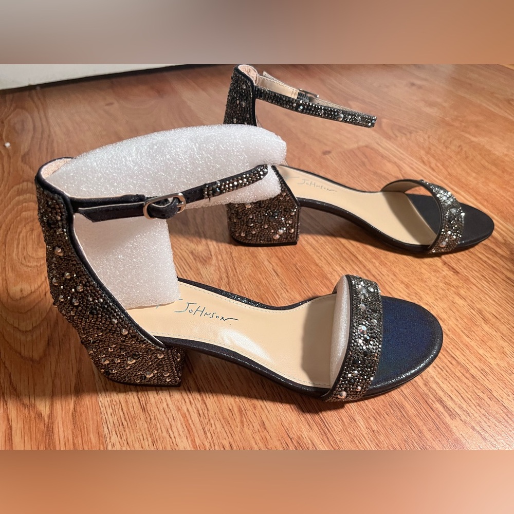 Betsey Johnson Black Glitter Heels